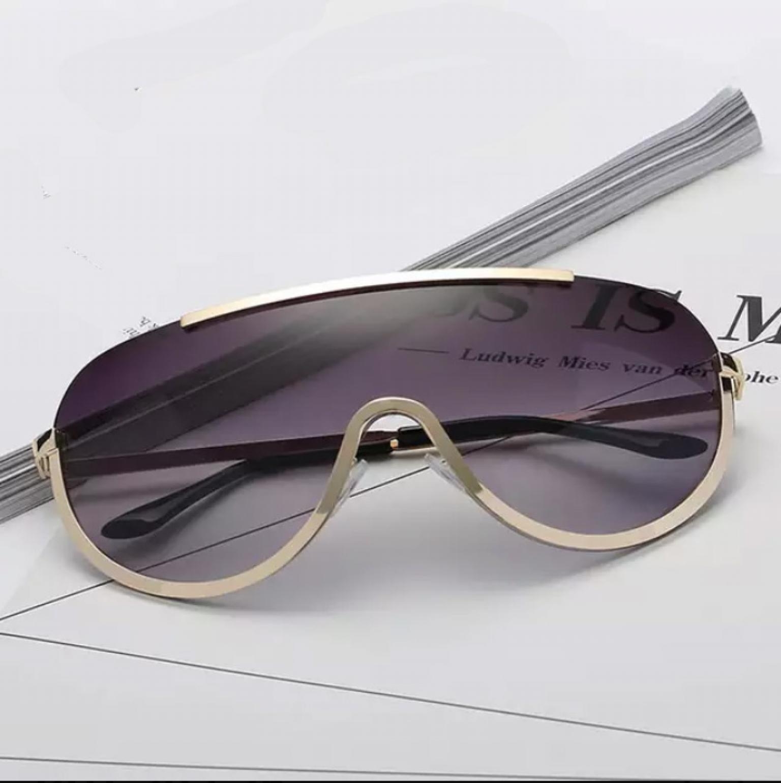 Zyomy Original Brand Designer Siamese Glasses Big Box One-piece Double Color Women Shade Oversized Windproof Eyewear Unisex Sunglasses